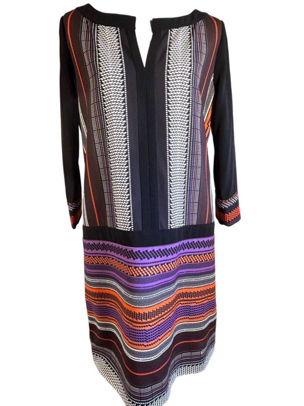 Hale Bob Womens Colorful Striped Tunic Dress S Black Multi Long Sleeve